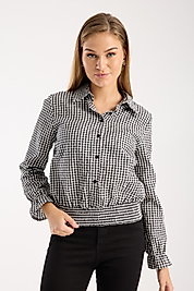 SİYAH BEYAZ KARELİ GÖMLEK BLUZ