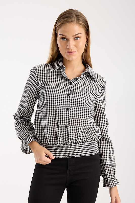 SİYAH BEYAZ KARELİ GÖMLEK BLUZ
